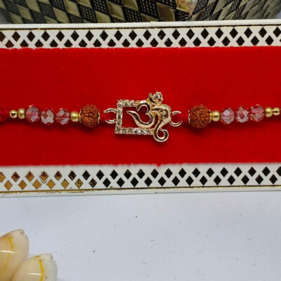 Om rakhi golden, red Rakhi - Spiritual OM Design
